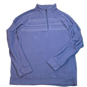 Travis Mathew Knit Blue Geometric Pullover Sweater Mock Neck 1/4 Zip M